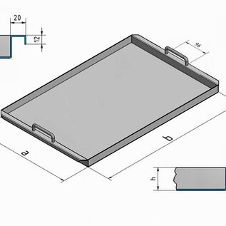 Versandmetall Roestvrijstalen schaal R2 gelast Materiaaldikte 1,5 mm lengte / diepte (a) 300 mm buitengrond K320 - Copy