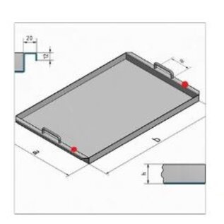 Versandmetall Roestvrijstalen schaal R2 gelast Materiaaldikte 1,5 mm lengte / diepte (a) 300 mm buitengrond K320 - Copy