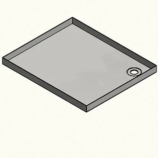 Versandmetall Restposten: Edelstahl Duschwanne, Duschtasse { R1 } 1,5mm, INNEN  Schliff K320, axb 600x700mm, 1 Ablaufbohrungen,  Höhe 60mm