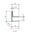 Versandmetall Gouttière spéciale en acier inoxydable pour toiture en verre, grain 1.4301, 320 mm, longueur 2500 mm, diamètre 30 mm au lieu de 25 mm