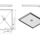 Versandmetall Sonder Edelstahl Duschwanne, Duschtasse { R3A } 1,5mm, INNEN  Schliff K320, Maße 432x812mm, 1 Ablaufbohrunge mittig inkl.Bombierung ,Höhe 30mm  inkl.Siphon