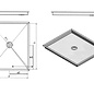 Versandmetall Sonder Edelstahl Duschwanne, Duschtasse { R3A } 1,5mm, INNEN  Schliff K320, Maße 432x812mm, 1 Ablaufbohrunge mittig inkl.Bombierung ,Höhe 30mm  inkl.Siphon