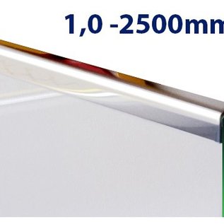 Versandmetall Profil encadrement en U, en acier inoxydable de 1,0mm, longueur 2500mm, pour verre de 8 jusqu'à 12,52mm