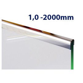 Versandmetall Glasprofiel Glas Frameprofiel - U-Profiel, 1 mm roestvrij Staal, tot met Lengte 2000 mm, Gasdickte van 8 mm tot 12,52 mm