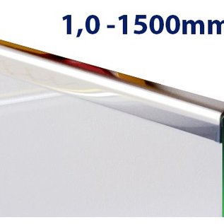 Versandmetall Profil encadrement en U, en acier inoxydable de 1,0mm, longueur 1500mm, pour verre de 8 jusqu'à 12,52mm