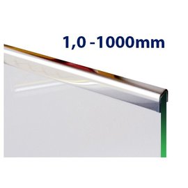 Versandmetall Glasrandprofiel U-Profiel, 1 mm roestvrij Staal, tot met Lengte 1000 mm, Gasdickte van 8 mm tot 12,52 mm
