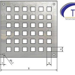 Ventilatierooster gemaakt van roestvrij staal vierkante gat 10x10mm, Dickte 1,5 mm