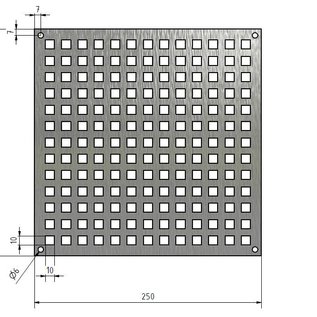 Ventilatierooster gemaakt van roestvrij staal vierkante gat 10x10mm, Dickte 1,5 mm