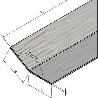 Versandmetall Hoekprofiel Hoekstrip L-Profiel roestvrij Staal gezet gelijkzijdig 135° Lengte tot 1500 mm