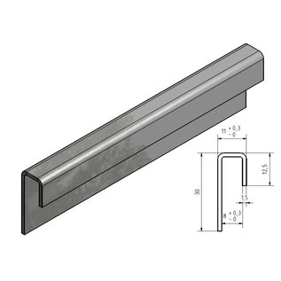 Versandmetall Profilé de montage en verre surface brossé en 320 1,5mm pour verre jusqu'à 8mm de longueur inégale