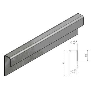 Versandmetall Profilé de chant économique en acier inoxydable K320 brossé 1,0 mm pour stratifié de 8 mm (environ 8,0-8,5 mm) L=2500 mm pied inégal