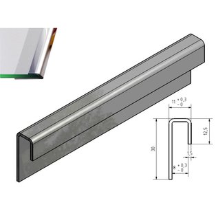 Versandmetall Glasrandprofiel U-Profiel glanzend/spiegelnde 1,5 mm roestvrij Staal voor 10 mm Glas ongelijk gezet