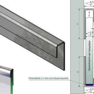 Versandmetall Glashaltesystem 1,0mm Kombiset 2-teilig c=11mm geeignet für 8 bis 8,52mm Glas