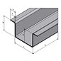 Versandmetall Hut-Profil aus Edelstahl gebürstet K320 , Höhe 20mm Breite c= 30 bis 80mm Länge 1250 mm