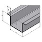 Versandmetall Hut-Profil aus Edelstahl gebürstet, Höhe 20mm Breite c= 30 bis 80mm Länge 2500 mm