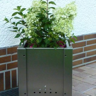 Versandmetall Jardinière en acier inoxydable jardinière pot 38-58cm inoxydable carré