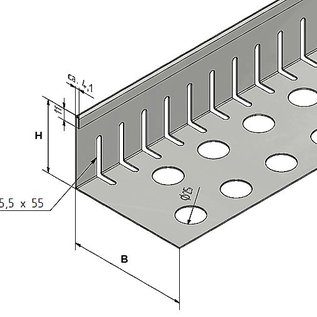 Versandmetall Grindkeringsprofiel Grindprofiel klein met dubbele Bovenrand roestvrij Staal geperforeerd 1.4301 gezet 90°