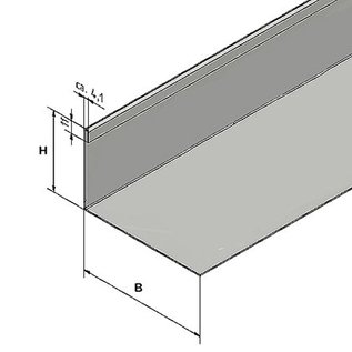 Versandmetall Grindkeringsprofiel Grindprofiel klein dubbele bovenrand roestvrij Staal niet geperforeerd hoogte 40 - 75 mm