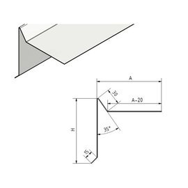 Versandmetall Dakrandprofiel Windflap Dakrand dakprofiel gemaakt van roestvrij Staal 1,0 mm dikte, oppervlakke geschuurd