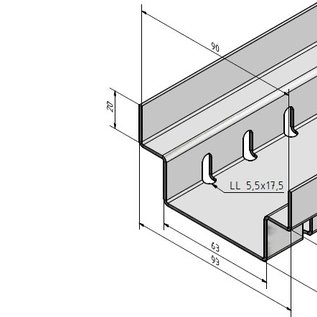 Versandmetall Caniveau de drainage en aluminium, sans grille, largeur d'entrée 90 à 190 mm Drainage linéaire des surfaces