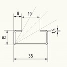 Versandmetall C-Profiel RVS klein dikte 1,5 mm hoogte 15mm breedte 35mm Lengte van 1000mm tot 2500 mm roestvrij Staal oppervlakke geschuurd