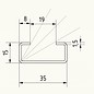 Versandmetall Profil en C petit,  hauteur 15mm largeur c = 35mm longueur 1000 -2500mm en acier inoxydable 1,5mm surface brossé en grain 320