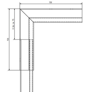 Versandmetall Regenrinne P1 - Innen-Eckverbinder 90° - aus Edelstahl 1.4301 außen Schliff K320