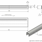 Versandmetall Profil en U, en acier inoxydable, hauteur axbxc= jusqu'à 30x31x30mm,2mm, longueur 360mm,  surface brossé en grain 320