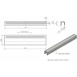 Versandmetall U-Profiel roestvrij Staal hoogte axbxc 30x31x30mm dikte 2,0 mm Lengte 360mm oppervlakke geschuurd