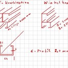 Versandmetall -Set C- Profile axcxb 44x64x44mm t=2,0mm Längen 7x2000mm; 6x2500mm; - Aussen geschlifffen/gebürstet K320 als Kombination zusammengeheftet nach Skizze