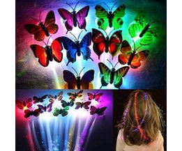Glow In The Hair Extensions Noir Avec LED