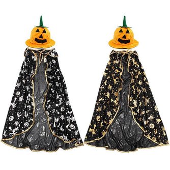 Halloween-Kostüm-Kind Mit Cape Und Kürbis-Hut