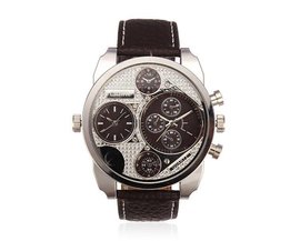 Analog-Uhr Herren-Lederband 4 Zeigt