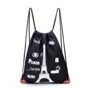 Segeltuch-Rucksack Mit Seilzug-Und Eiffelturm-Ausgabe Überdrucken
