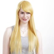 Hellblonde Perücke Mit Schrägem Pony