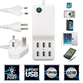 Reisestecker Mit 6 USB-Anschlüsse