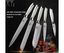 Professionelles Edelstahl 5-Stückiges Küchenmesser Set Chef Brot Santoku Utility Schäl Messer 7Cr17Mov/440A Deutschland Stil