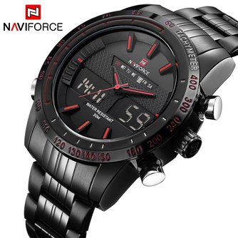 LuxusNAVIFORCE Männer Mode Sport Uhren herren Quarz Digital Analog Uhr Mann Voller Stahl Armbanduhr relogio masculino