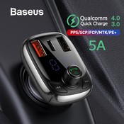 Baseus FM Transmitter Modulator Bluetooth 5,0 Car Kit Audio MP3 Player Mit PPS QC3.0 QC4.0 5A Schnelle Auto Auto ladegerät