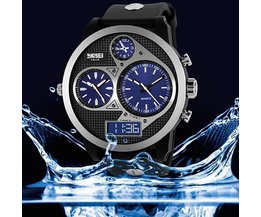 Tough-Mann-Uhr LED-PU-Leder Analog Digital
