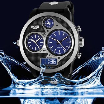 Tough-Mann-Uhr LED-PU-Leder Analog Digital