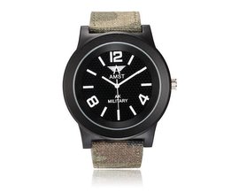 AMST AM3001 Herrenuhr Mit Canvas-Armband Mit Armee-Druck