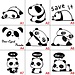 Set Panda-Aufkleber 9 Stück
