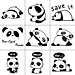 Set Panda-Aufkleber 9 Stück