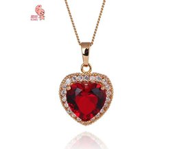 Elegante Damen-Halskette Mit Rotem Herzen