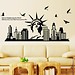 Wandaufkleber Skyline Von New York Freiheitsstatue Fluorescent 130Cm