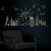 Wandaufkleber Skyline Von New York Freiheitsstatue Fluorescent 130Cm