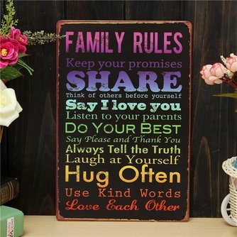 Platte Mit Familienregeln