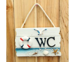 Hölzerne Wandbord Die Toilettentür Hölzerne Wandbord Die Toilettentür