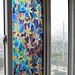 Bunte Static Fensteraufkleber Mit Orchidee Muster 3M